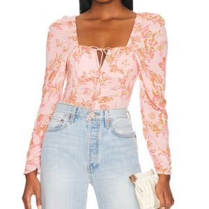 NWT Free People Women's Pink Hilary Printed Top Size XL New in package